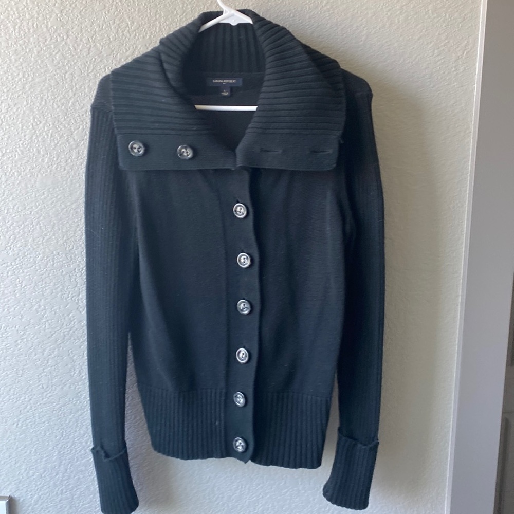 Banana Republic Black Button Down Sweater